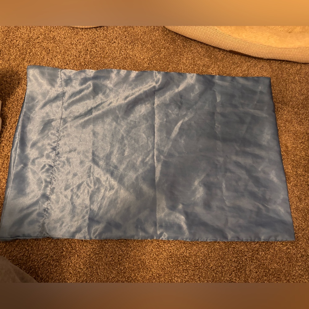 Blue silk pillow case